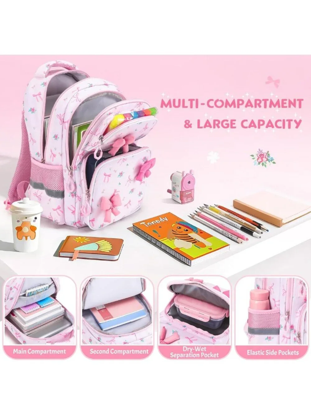 Cute 3D Soft Bow Kids Backpack for Girls Ages 4-8, Stylish & Fun School Bag